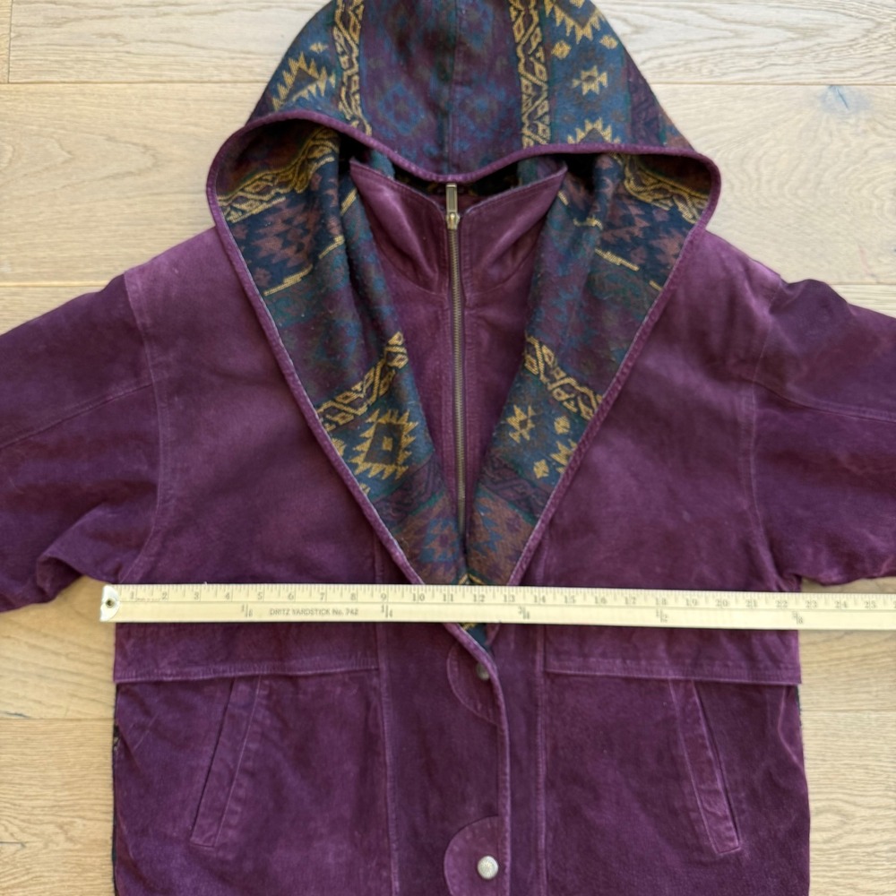 Adventure Bound Wilsons‎ Purple Suede Leather Southwestern Hooded Jacket Medium - Picture 5 of 11